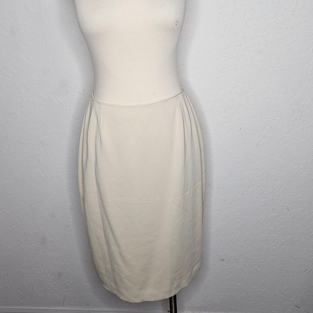 VTG Emanuel‎ Ungaro Cream Ribbed Pencil Skirt Saks Fifth Avenue Size 6 8 10 NWT